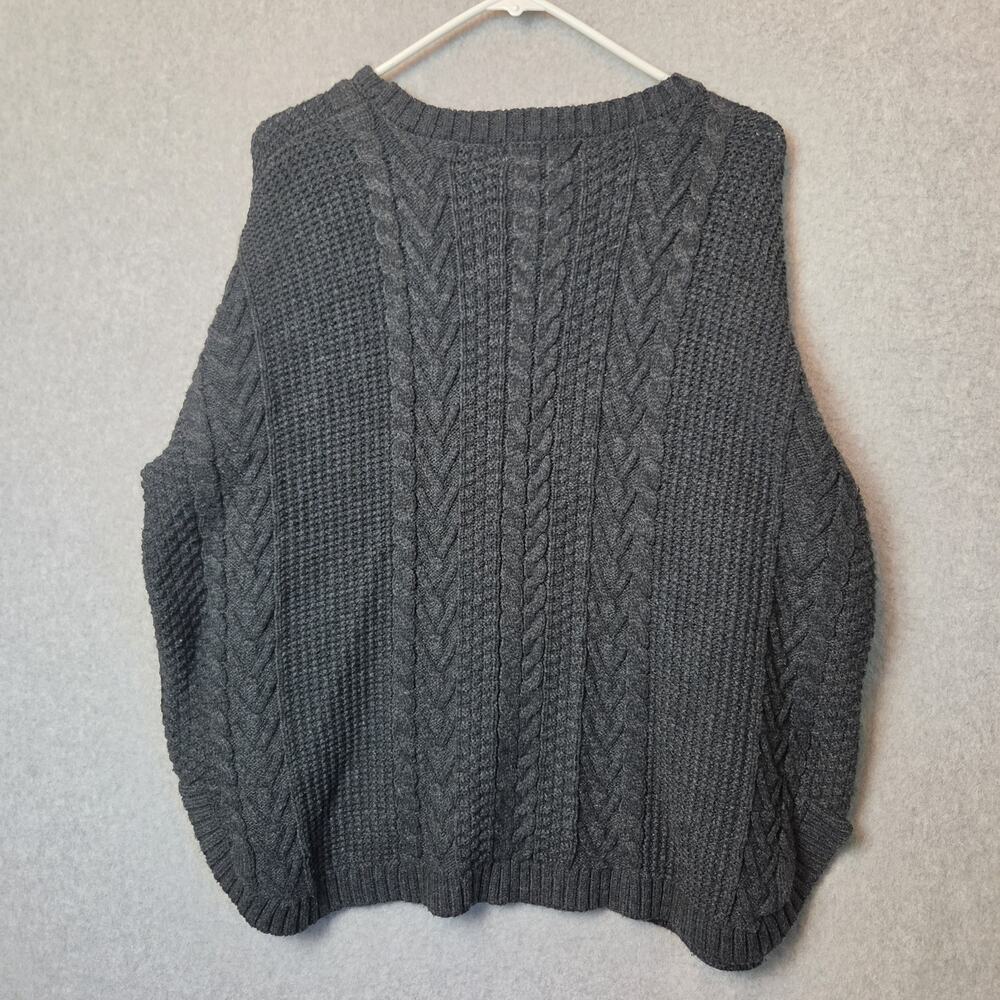 Karen Hart Charcoal Gray Cable Knit LS Drop Shoulder Sweater Women's Large - Picture 6 of 12